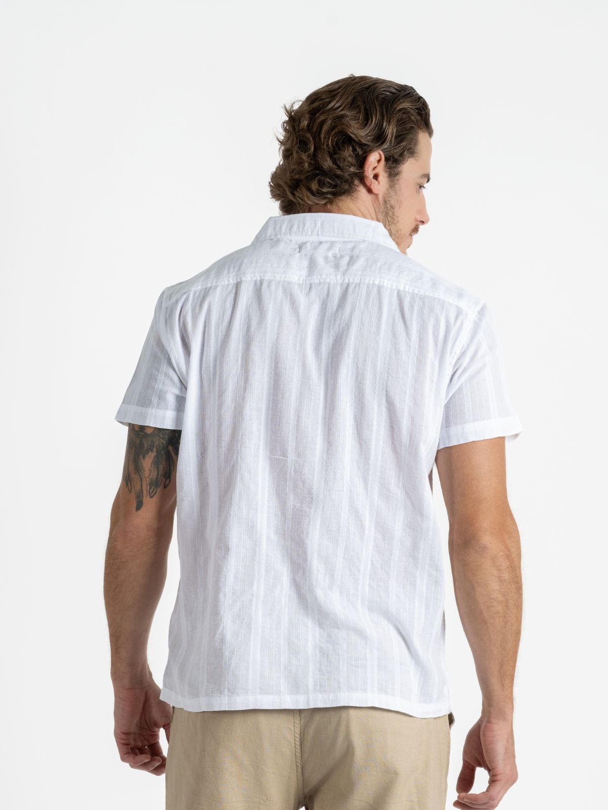 Camisa para hombre adulto Manga Corta - Dobby Blanca - Pura Vida