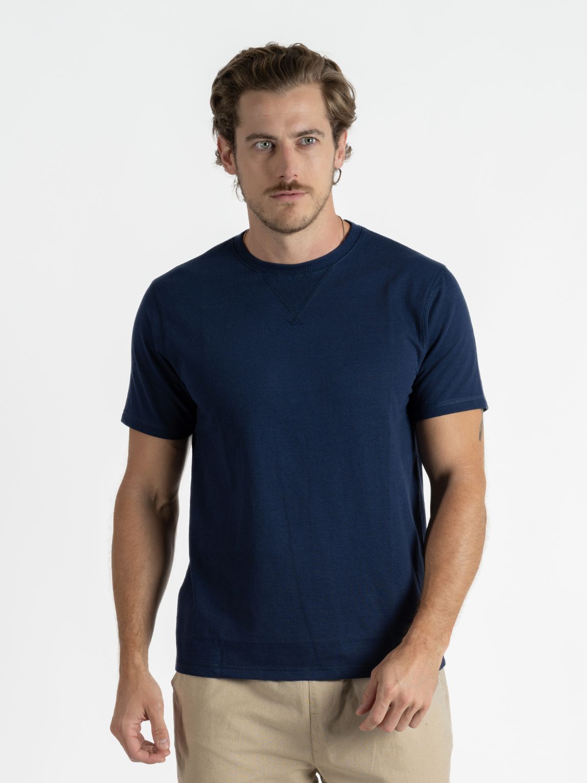 Playera para Hombre - Playera Cuello Redondo French Terry Marino