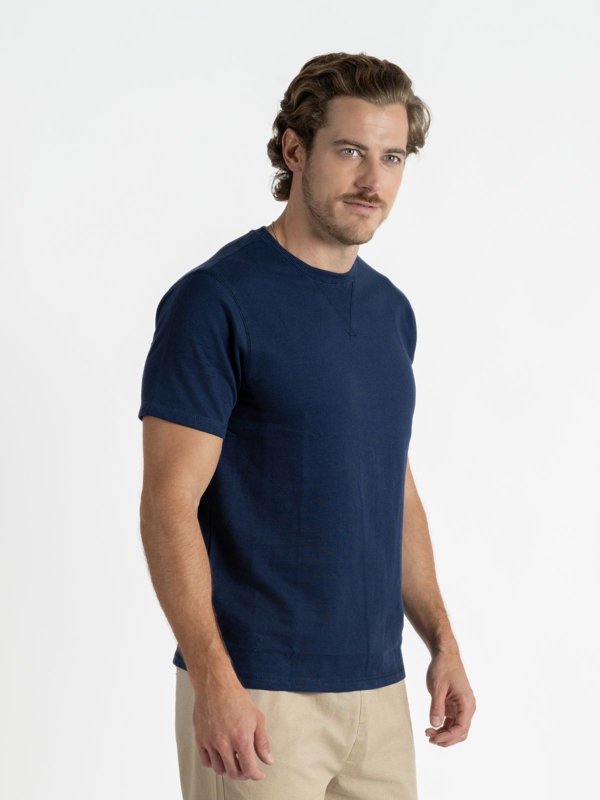 Playera para Hombre - Playera Cuello Redondo French Terry Marino