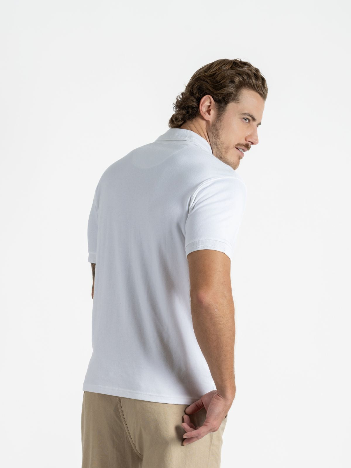 Playera Polo para Hombre - Playera Polo Boton Snap Blanco