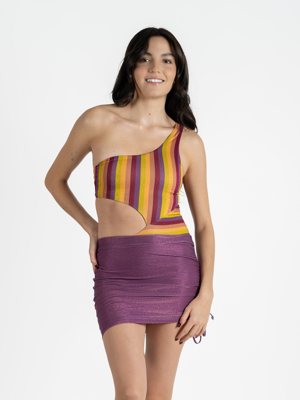 Traje de baño para adolescente - Falda Glow Morada Teen