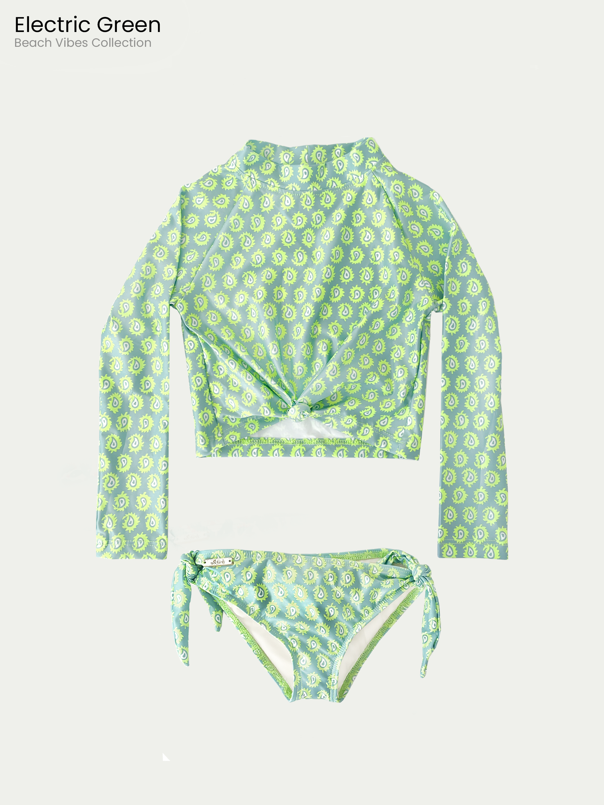 Traje de Baño Niña Con Mangas Secado Rápido - Electric Green - Beach Vibes Collection 6 Meses a 14 Años