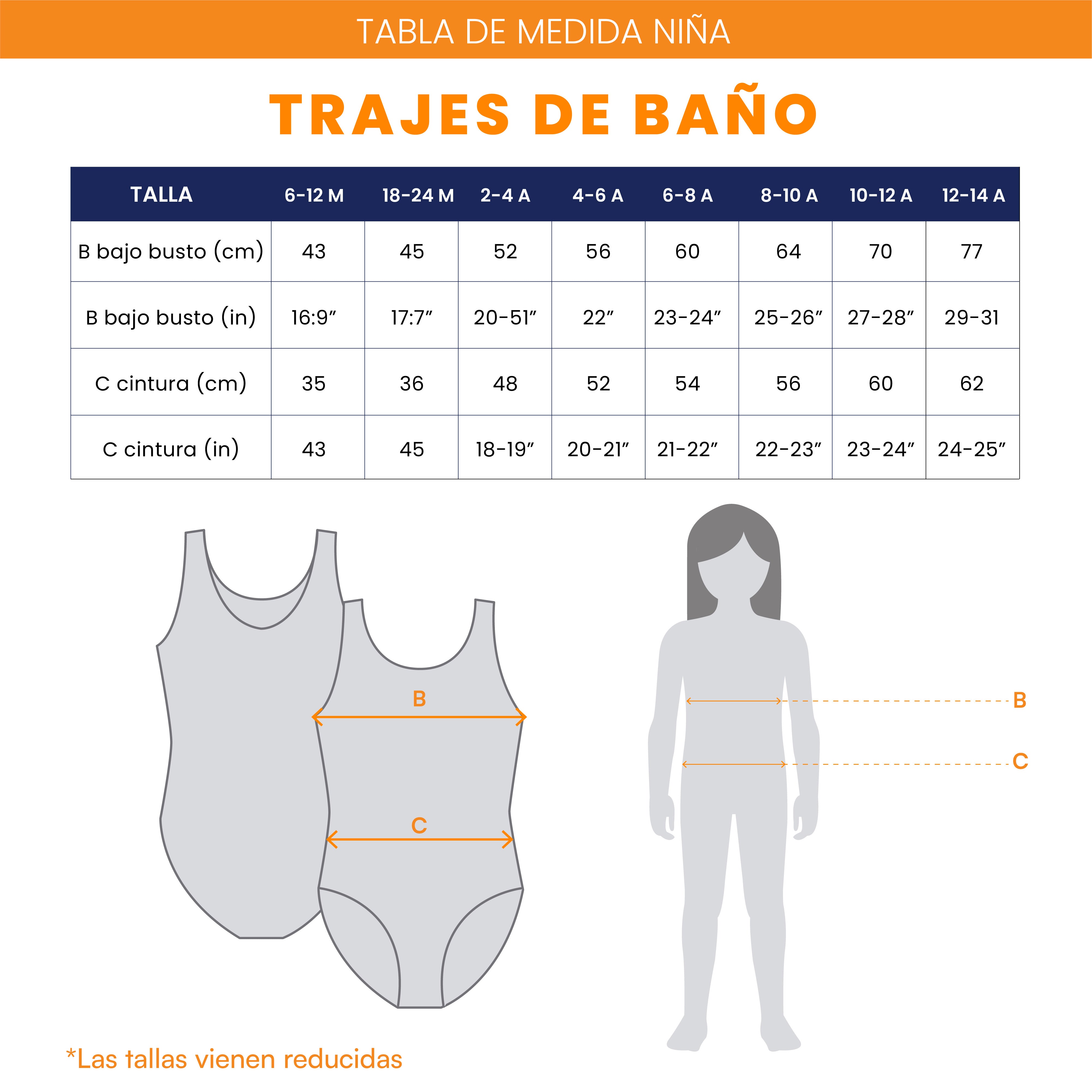 Traje de Baño Niña Completo  - One Piece Areca Palm - 6 Meses a 14 Años