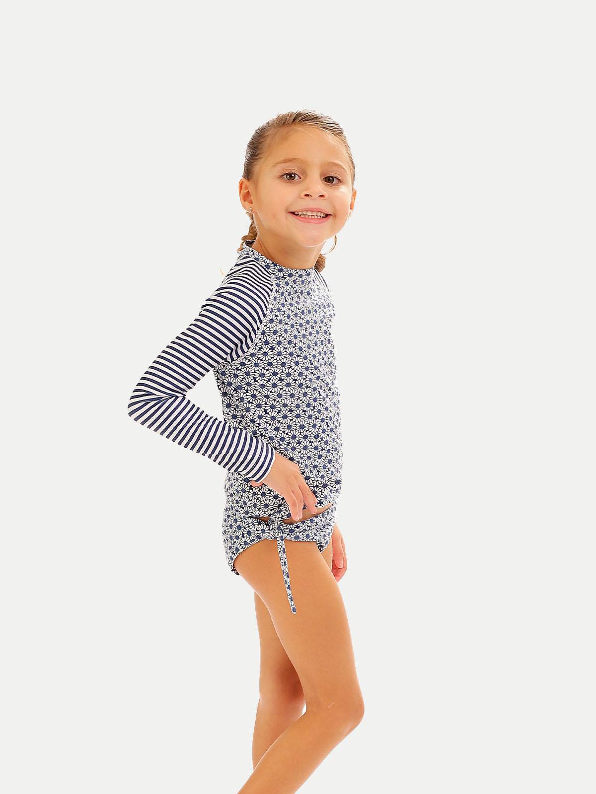 Traje de Baño Niña 2 Piezas - 2 Piezas Rashguard Blue Margarita - 6 Meses a 14 Años