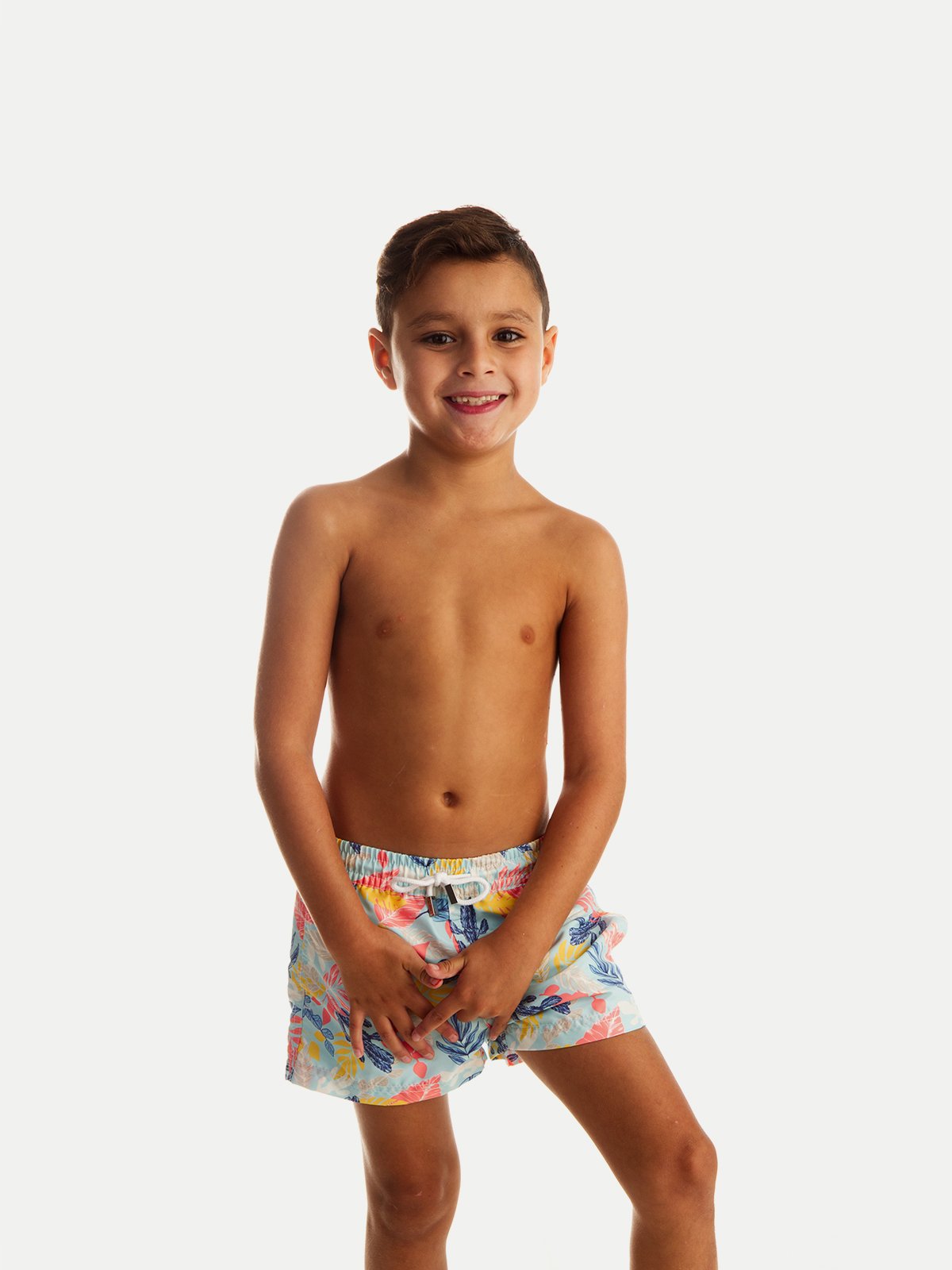 Traje de Baño Niño - Bañador Floral Aqua - Secado Rápido