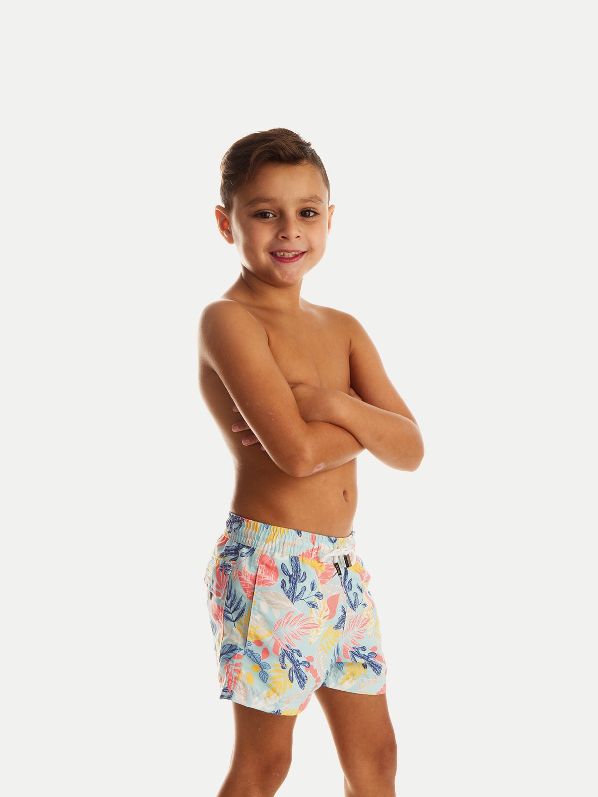 Traje de Baño Niño - Bañador Floral Aqua - Secado Rápido