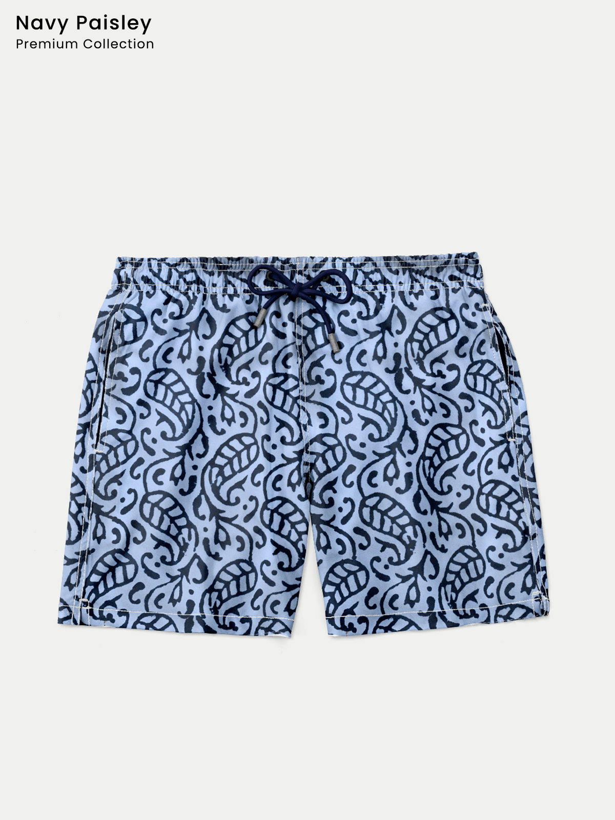 Traje de Baño Hombre - Bañador Navy Paisley Premium Short - Fácil Secado